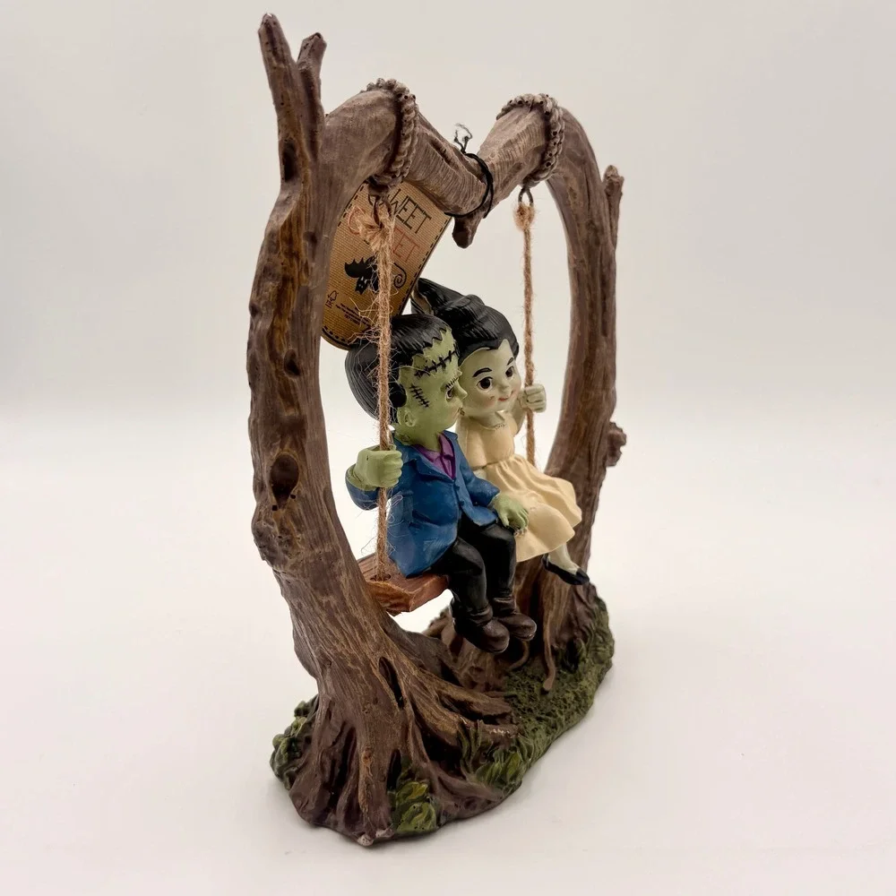 Sweet Street Frankenstein and Bride Halloween Monster Couple Heart Tree Swing